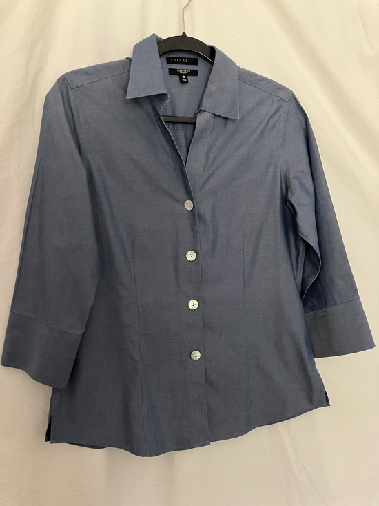 Foxcroft Slate Blue Button-Down Shirt
